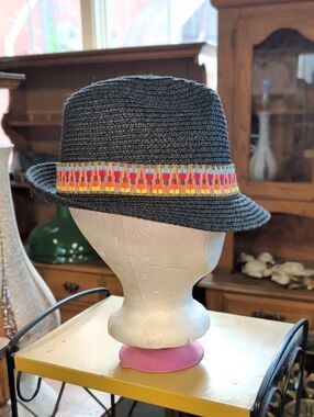 Magid Black 100% Paper Fedora with Geometric Band